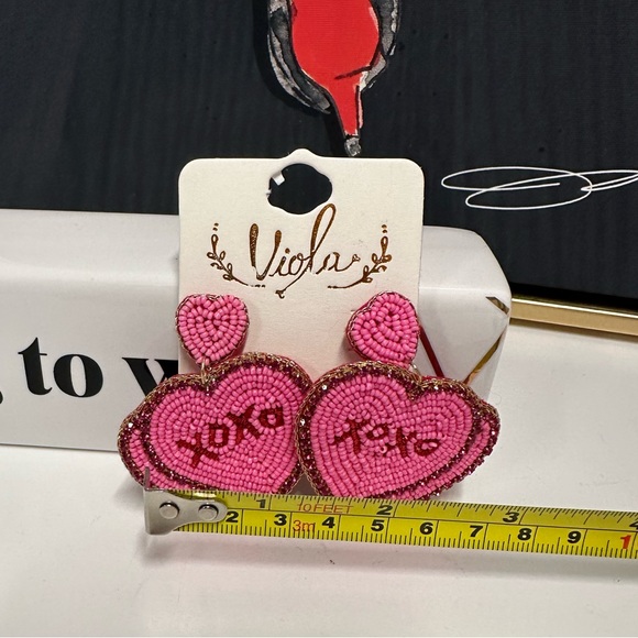 💗💗💗XOXO BEADED VALENTINE EARRINGS 💗💗 NEW!! - Picture 4 of 7